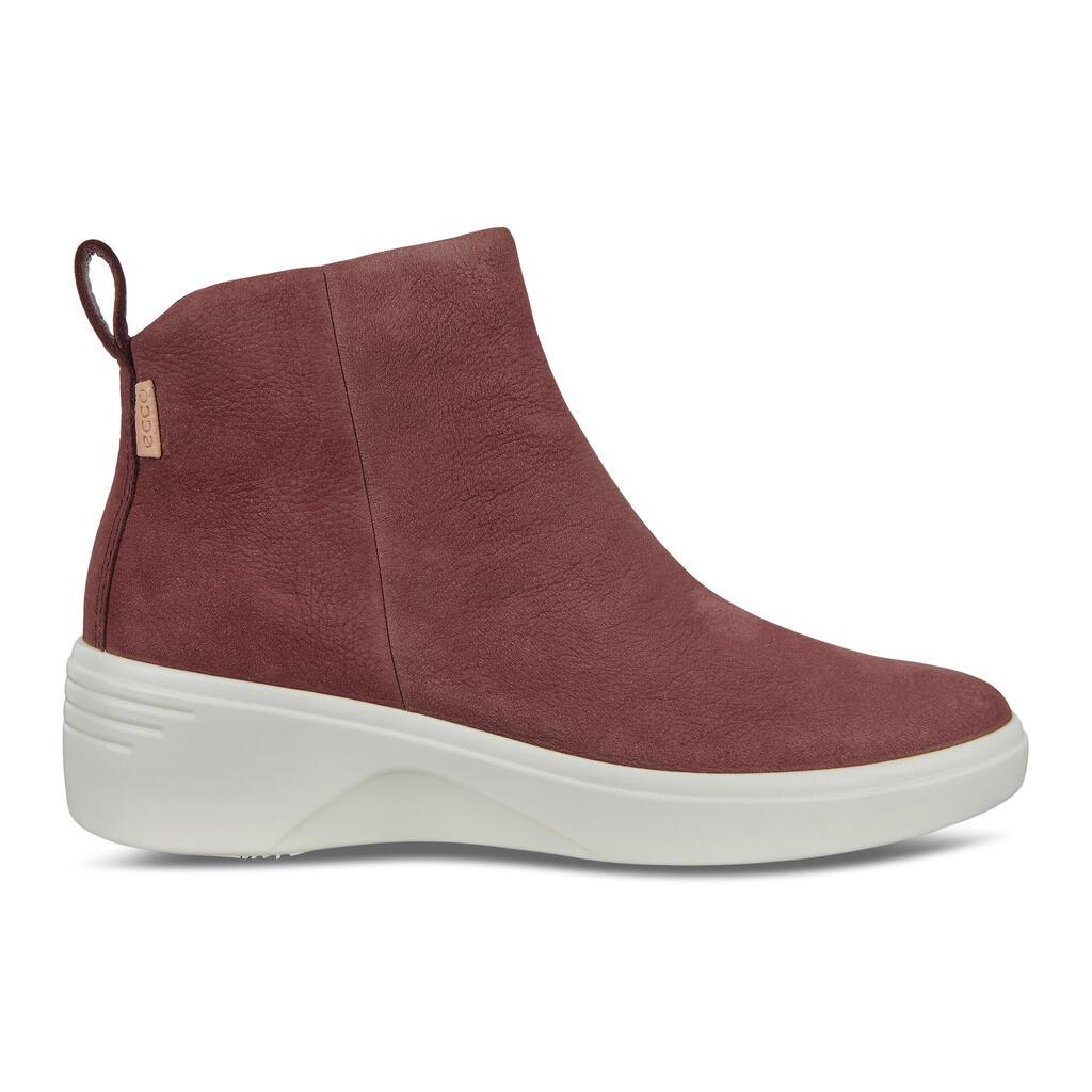 Ecco Soft 7 Womens Wedge Boots Burgundy Sale - India ZEL-745281